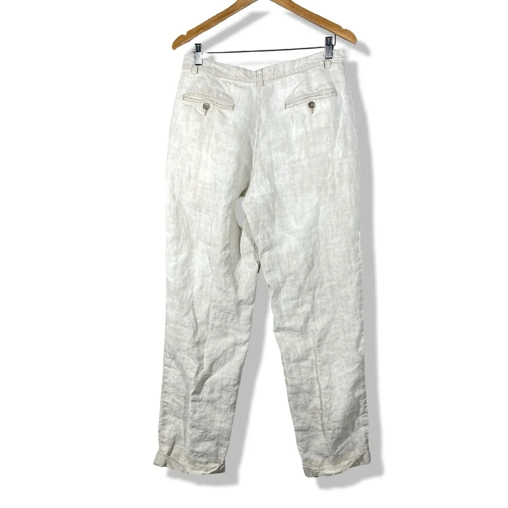 J.Crew Linen Trousers Mens 33 Beige Pleated Coastal Old Money Summer Pants